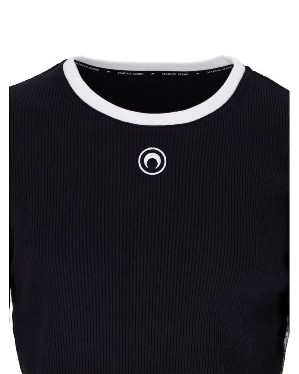 MARINE SERRE Black Ribbed Long-Sleeve T-Shirt With Contrast-Color Trim for men