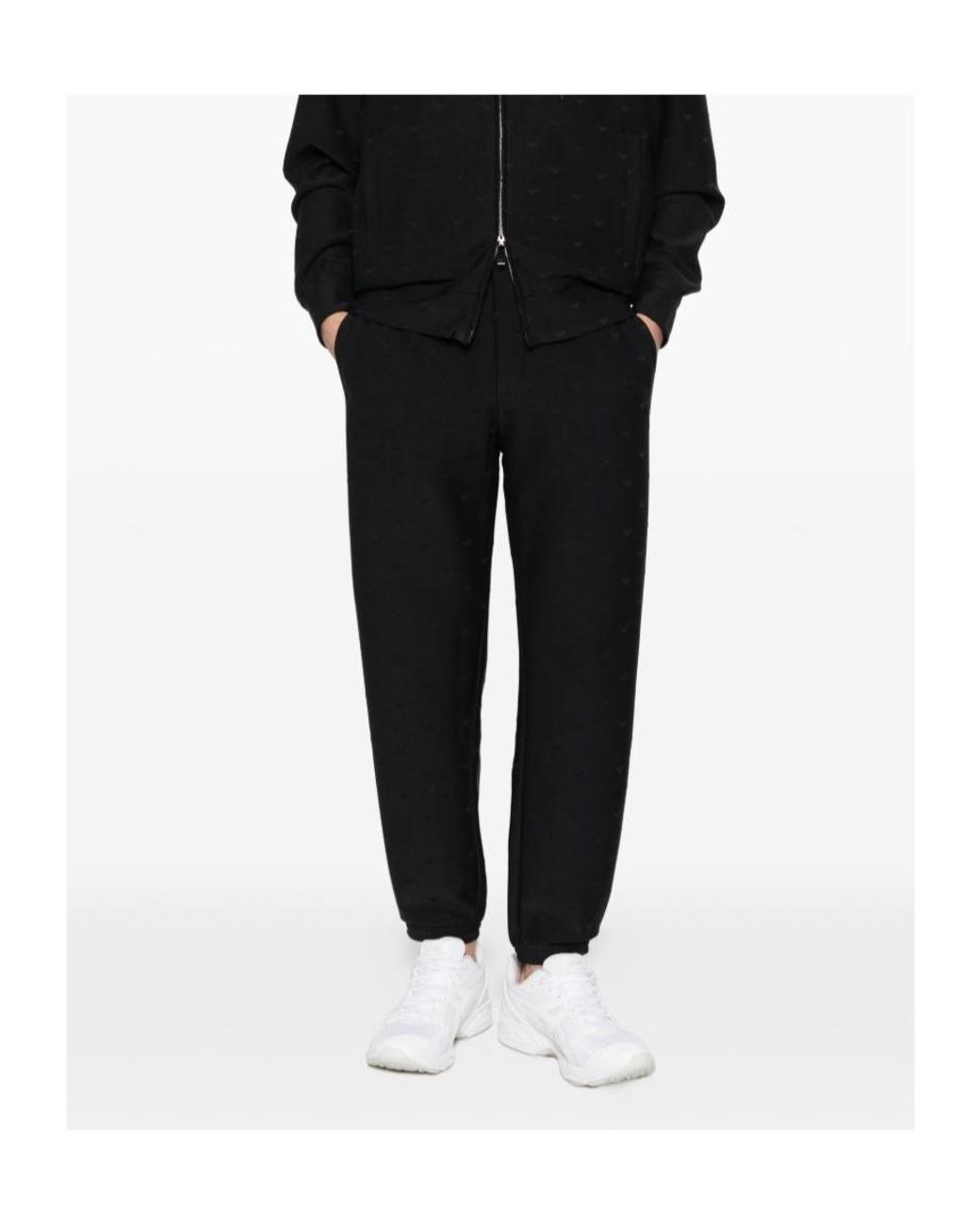 Emporio Armani Black Elastic Waist Sports Pants for men