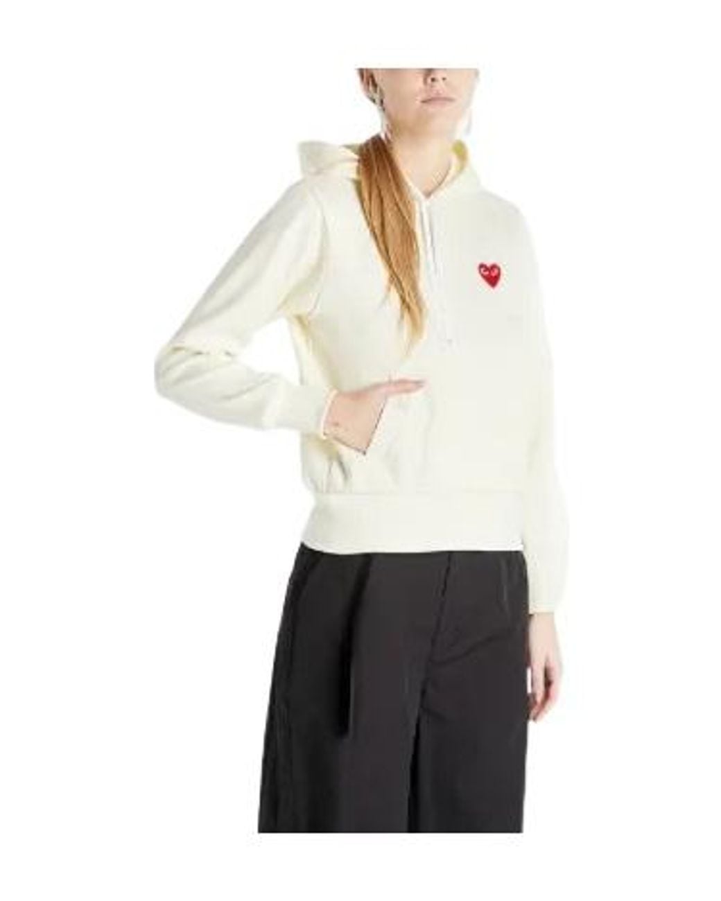 COMME DES GARÇONS PLAY White Heart-Appliqué Hoodie