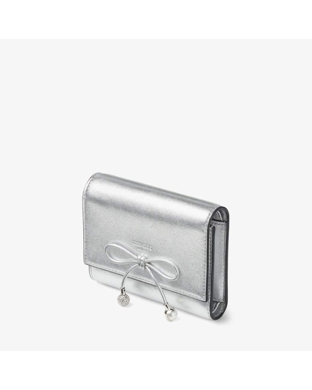 Jimmy Choo Gray Marinda Metallic Compact Wallet