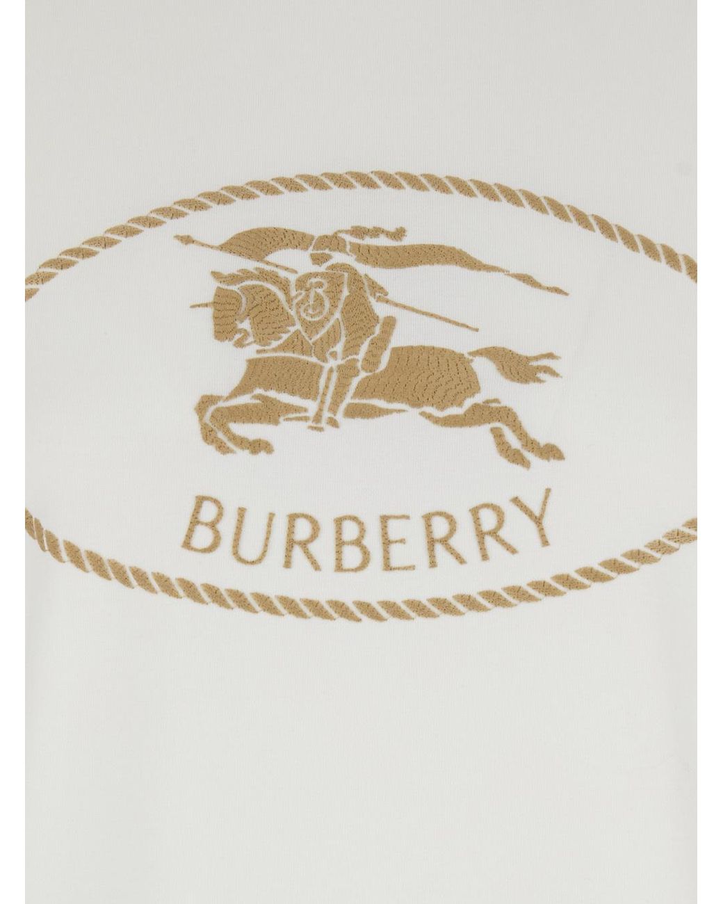 Burberry White Knight Stamp Crewneck T-Shirt