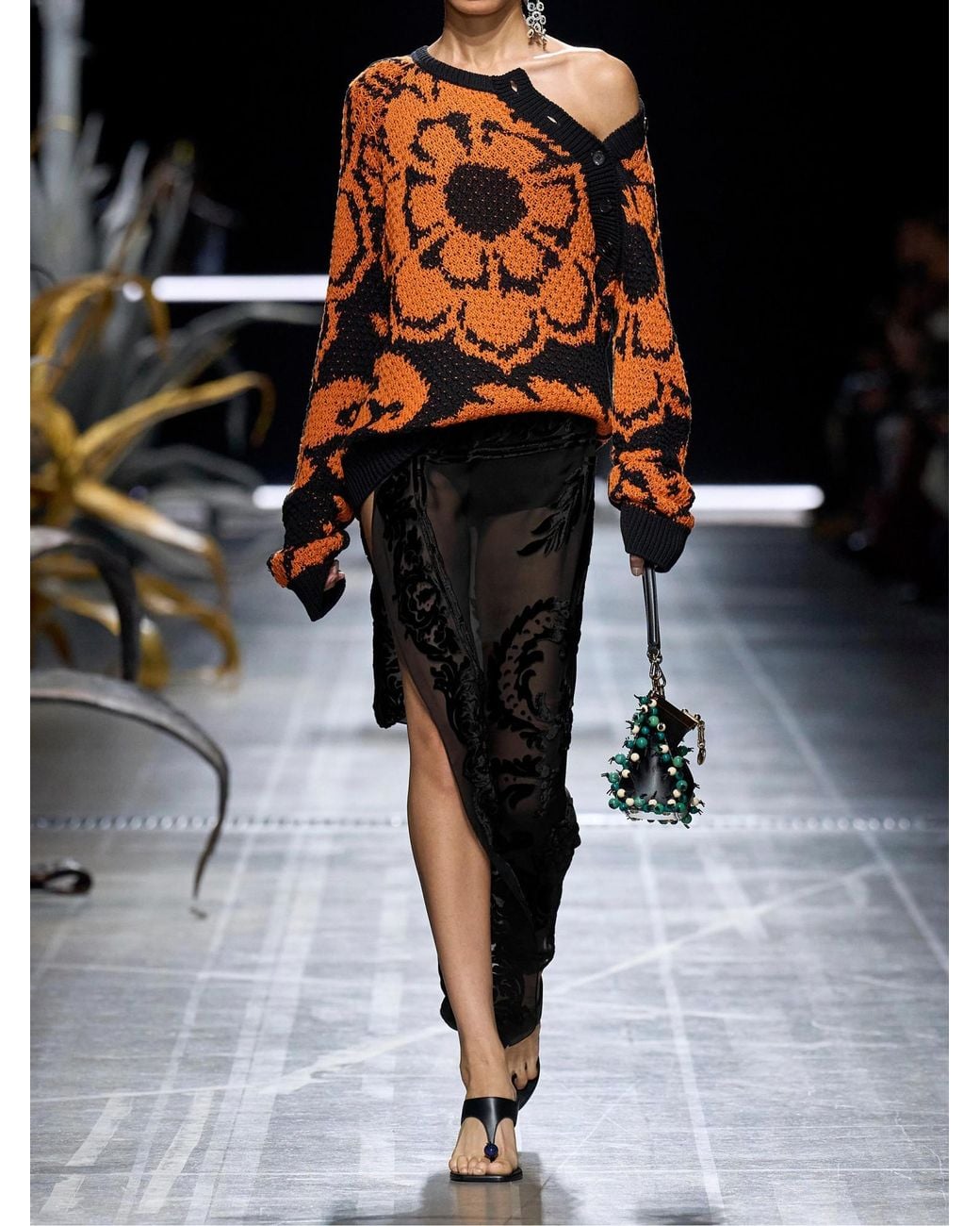 Etro Black Asymmetric Devoré-Velvet Wrap Skirt