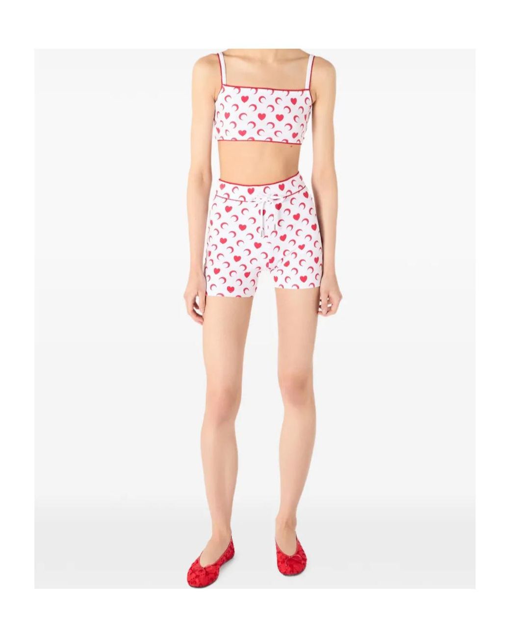 MARINE SERRE Red Moon Heart Printed Mini Shorts