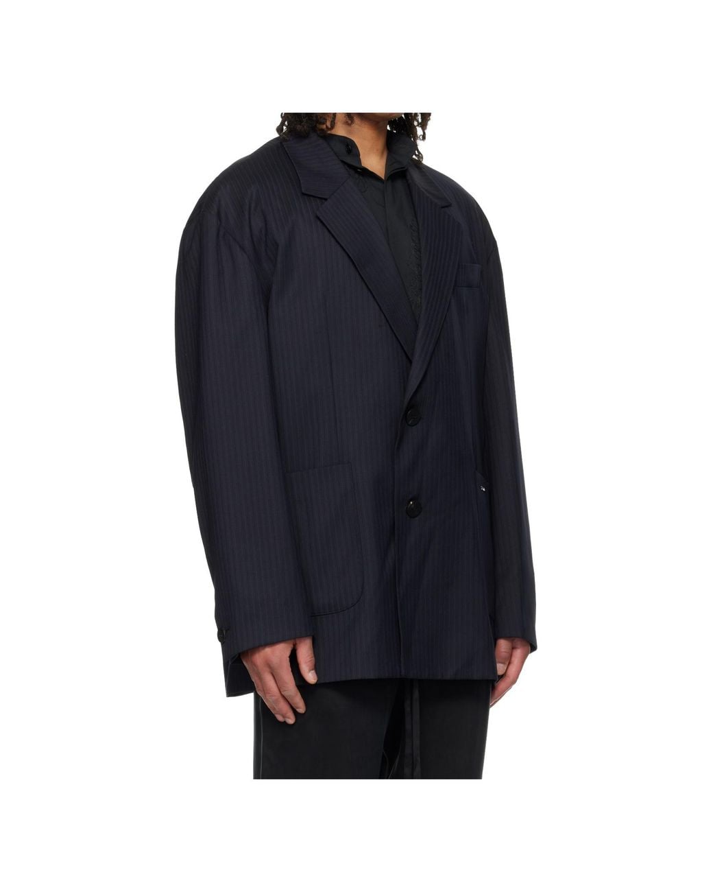 Wooyoungmi Blue Striped Single-Breasted Suit Jacket for men