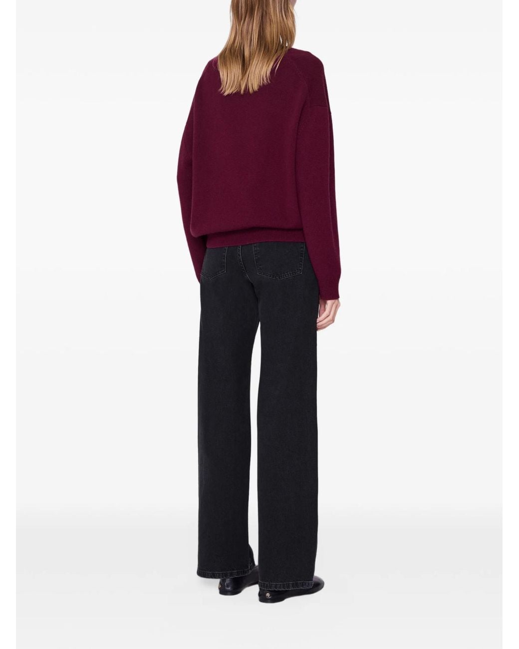 Anine Bing Purple V-Neck Knit Sweater