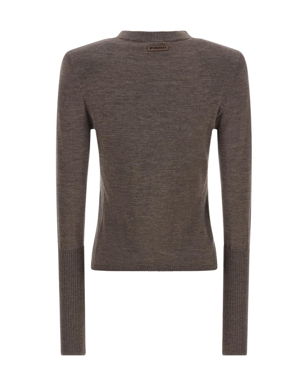 Pinko Brown Long Sleeve Ribbed-Cuff Jumper