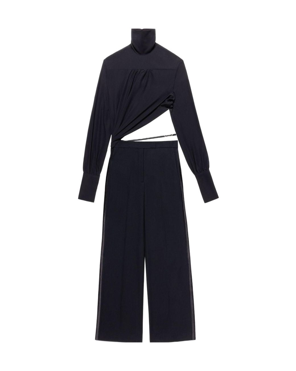 Tom Ford Blue Washed Silk Tuxedo Jumpsuit With Belt Detail