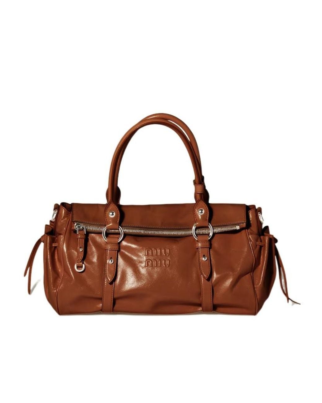 Miu Miu Brown Shiny Leather Handbag