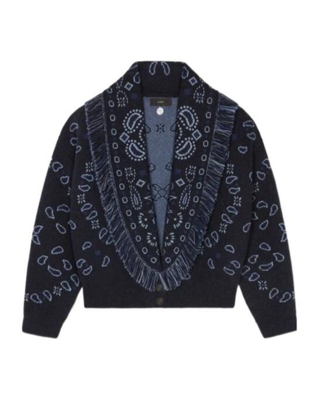Alanui Blue Bandana Jacquard Knit Cardigan