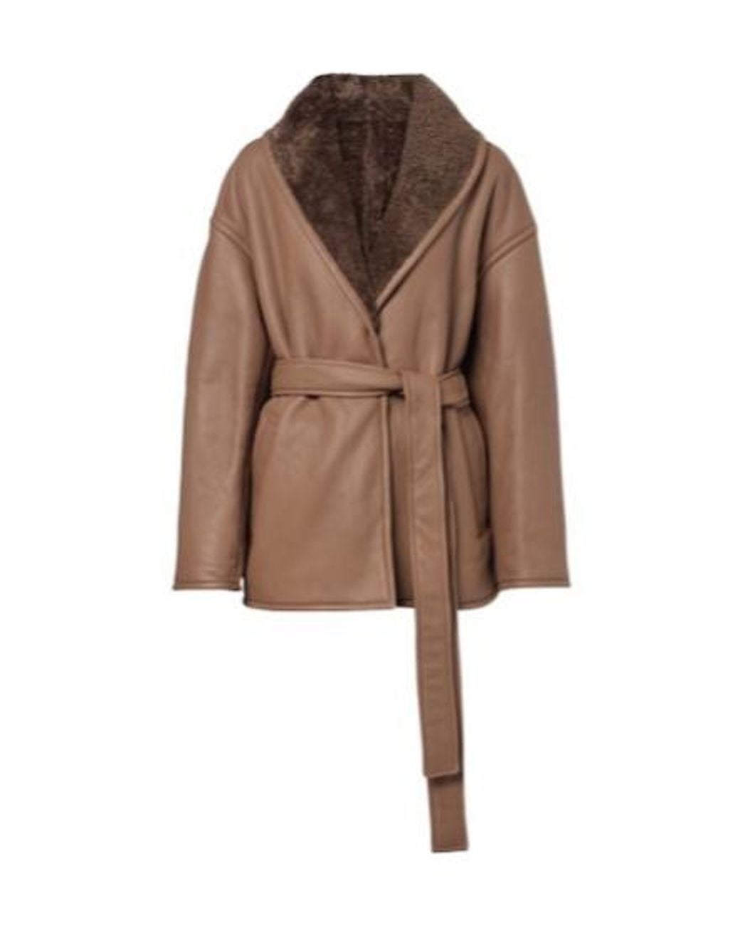 Joseph Brown Shearling-Lined Leather Coat