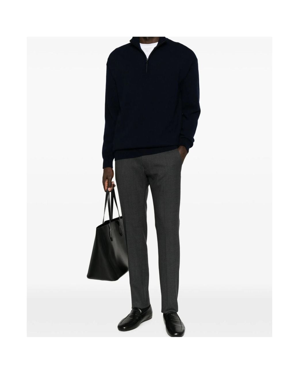 Lisa Yang Blue Quarter Zipper Sweater for men
