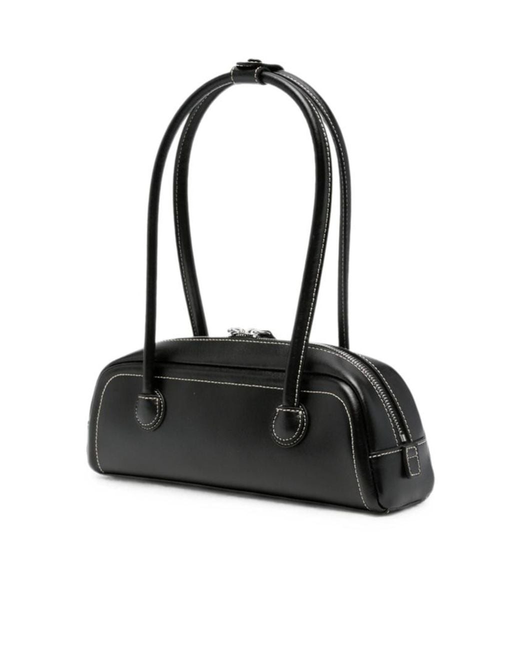 MARGE SHERWOOD Black Mini Contrast-Stitch Leather Shoulder Bag