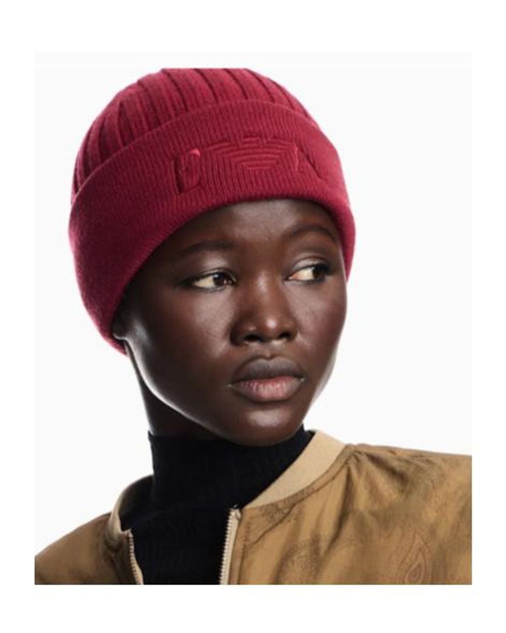 Emporio Armani Logo-Embroidered Ribbed Beanie Hat