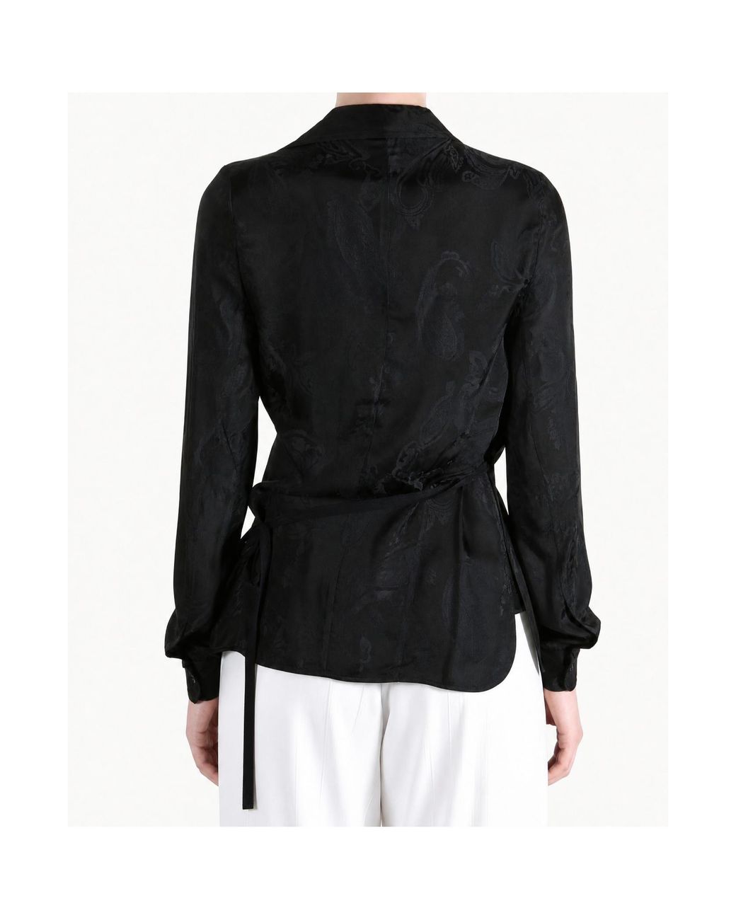 Ann Demeulemeester Black Alba Jacquard-Pattern Wrap Blouse