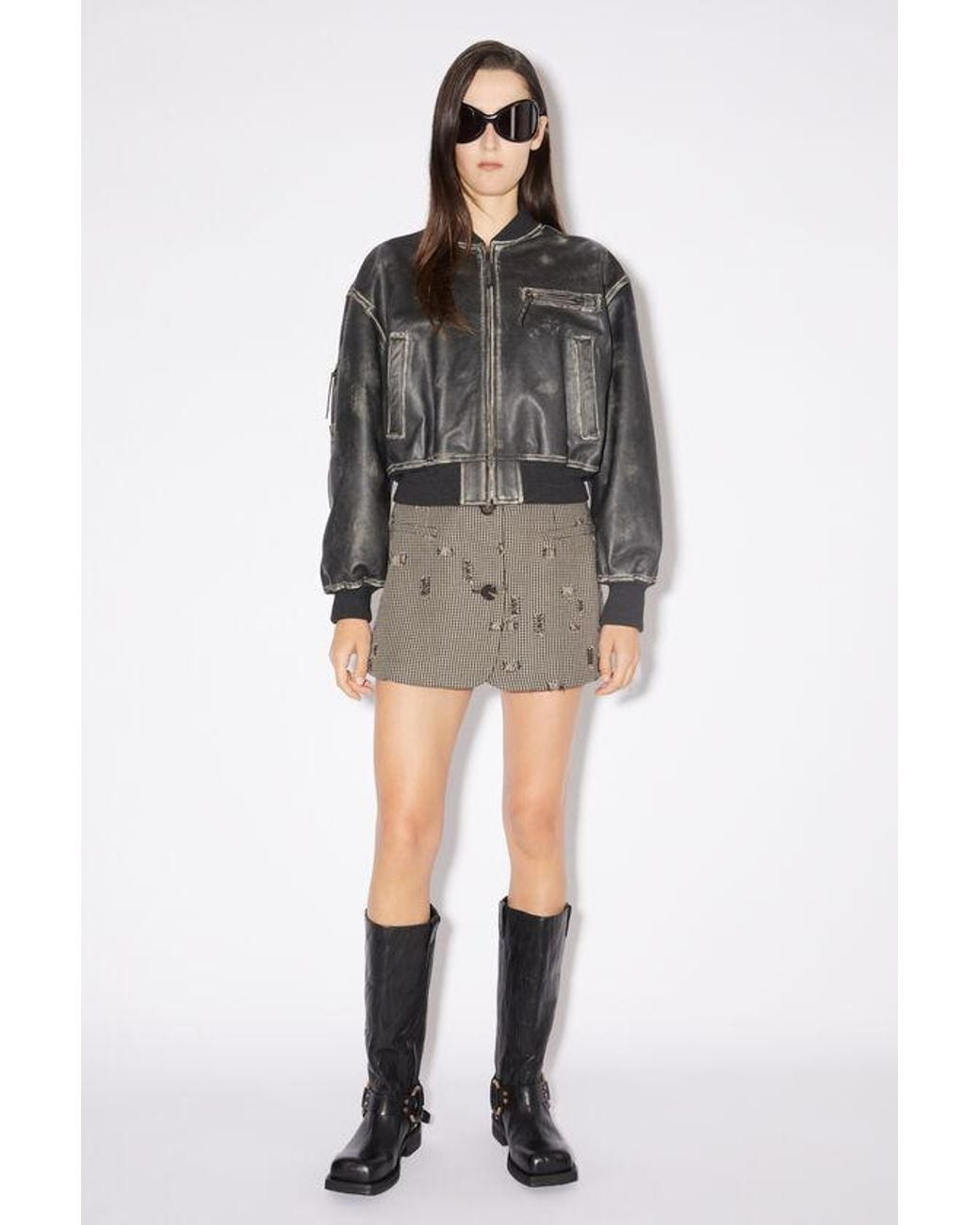 Acne Black Square-Toe Buckle Boots