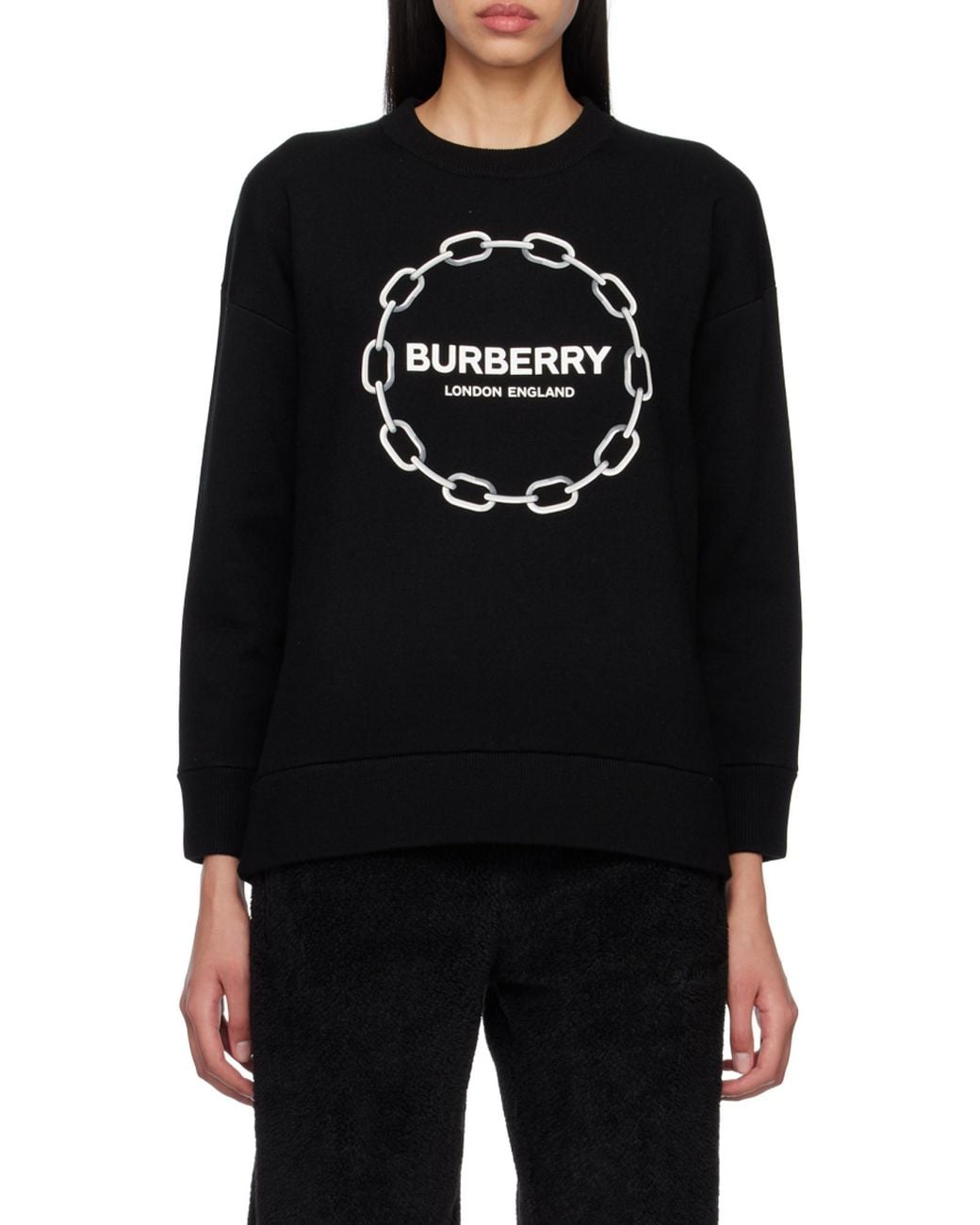 Burberry Black Logo Print Crewneck Sweatshirt