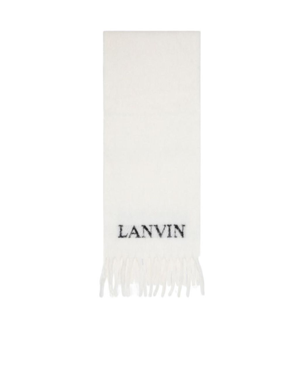 Lanvin White Logo Detailed Fringed-Edge Scarf for men
