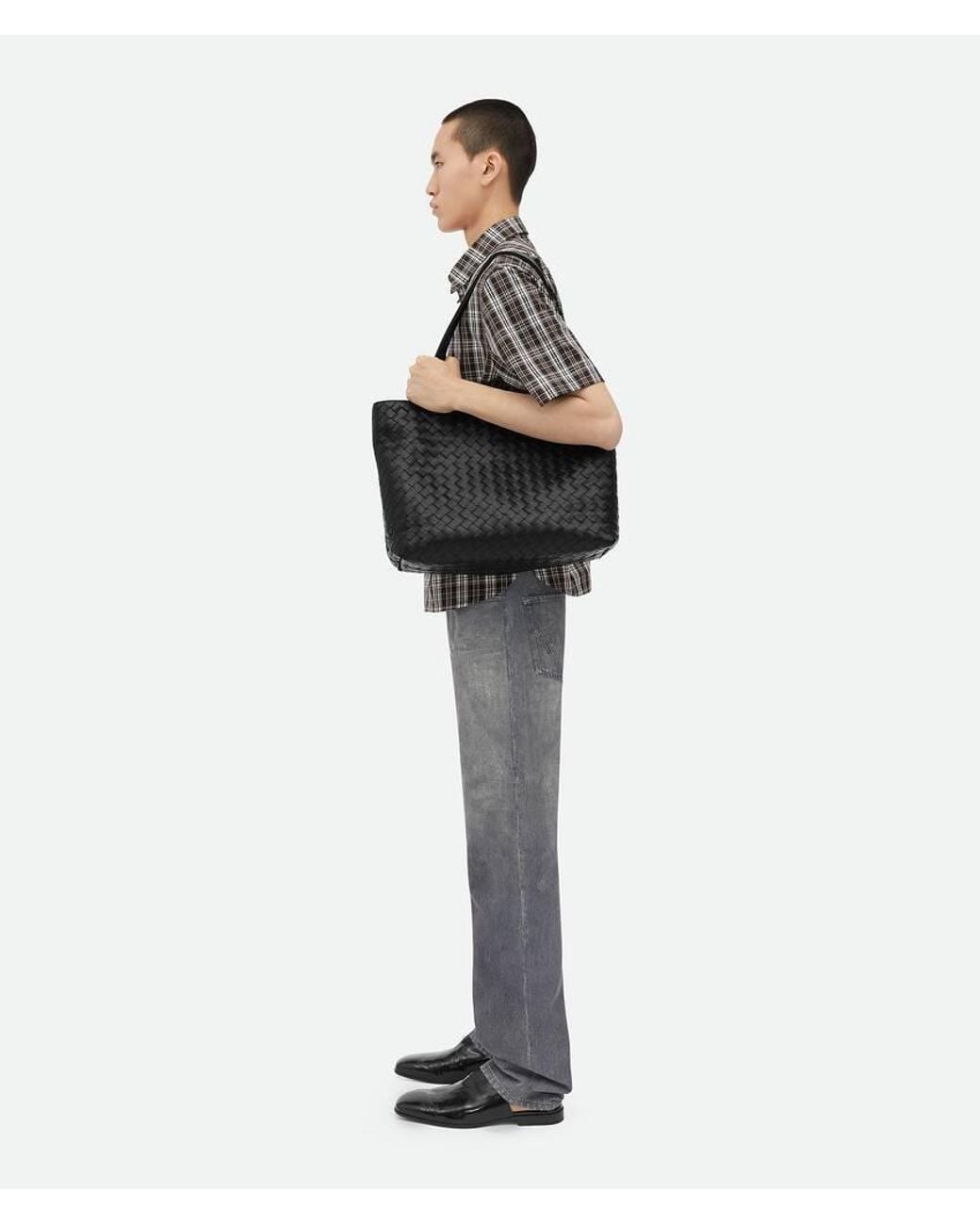 Bottega Veneta Blue Small Intrecciato Zipped Tote Bag for men