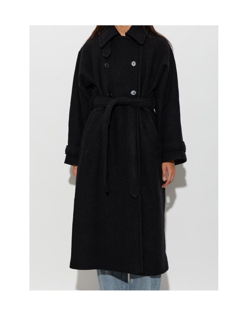 A.P.C. Gray Lea Belted Double-Breasted Coat