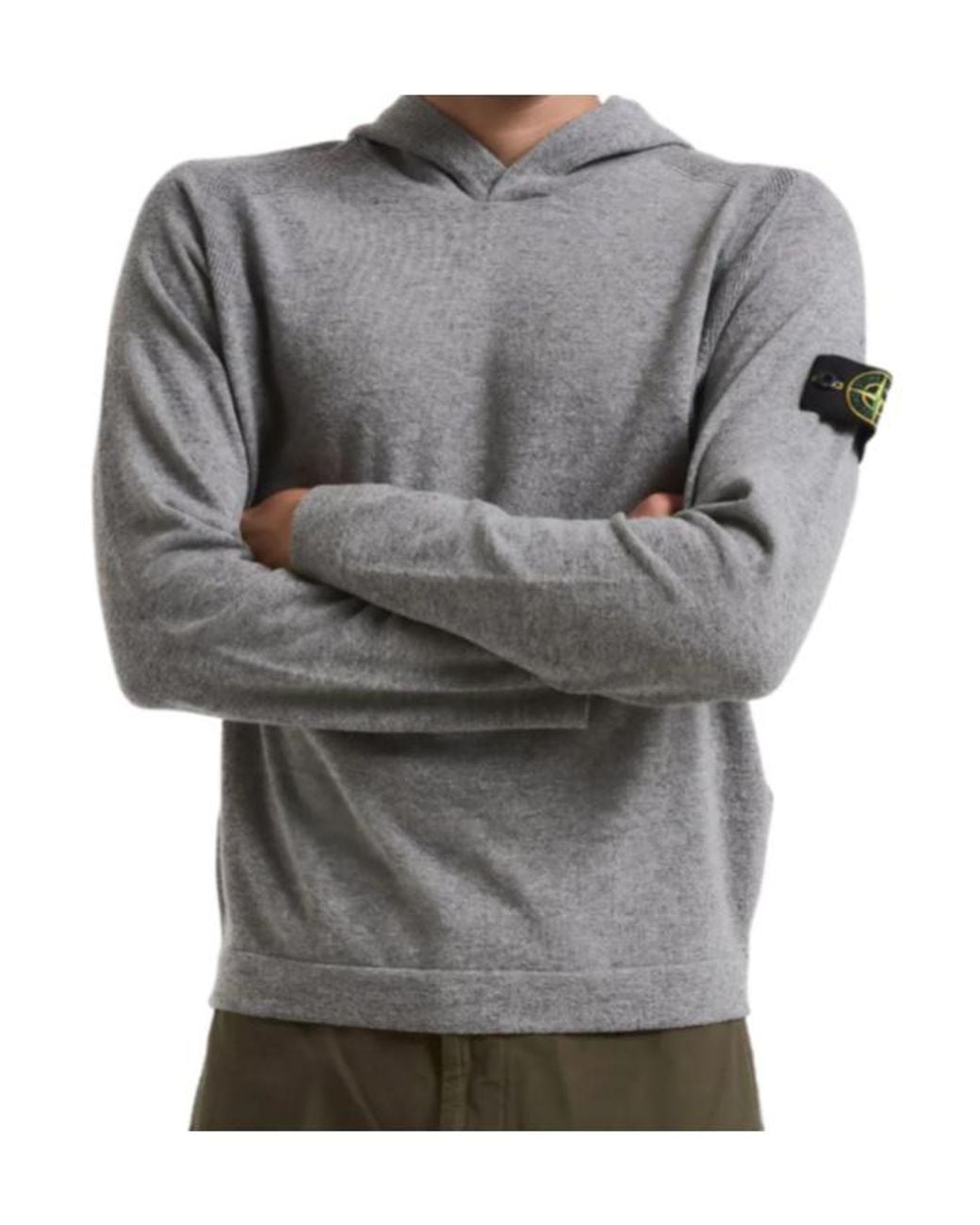 Stone Island Gray Long-Sleeve Logo Patch Hoodie for men