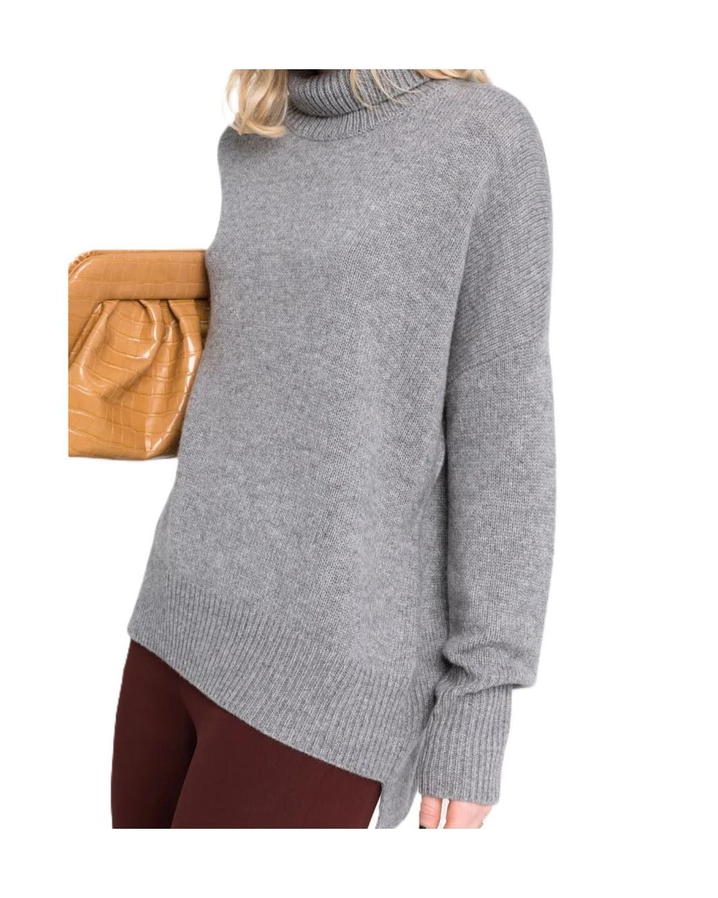 Lisa Yang Gray Heidi High Neck Sweater