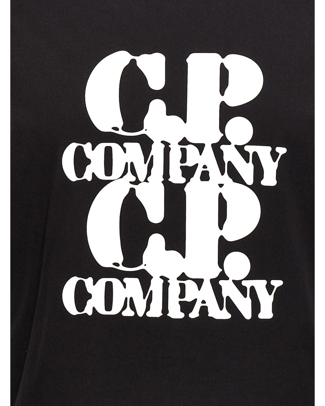 C P Company Black Logo-Print Cotton T-Shirt for men