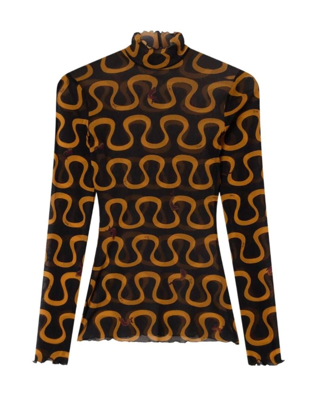 Emilio Pucci Brown Sheer High-Neck T-Shirt