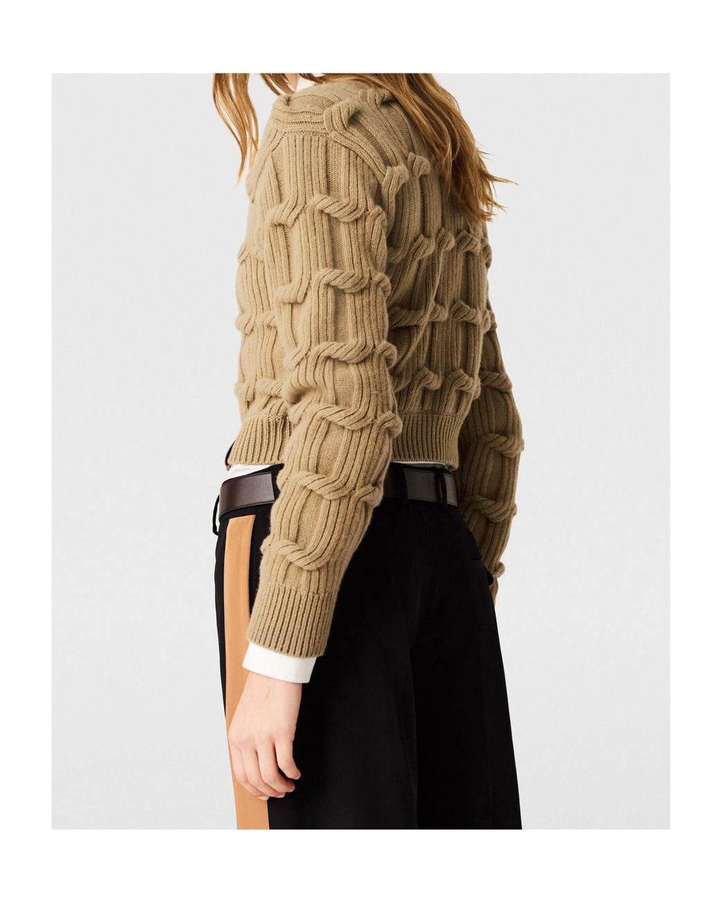 Stella McCartney Natural Falabella Cable-Knit Crewneck Jumper