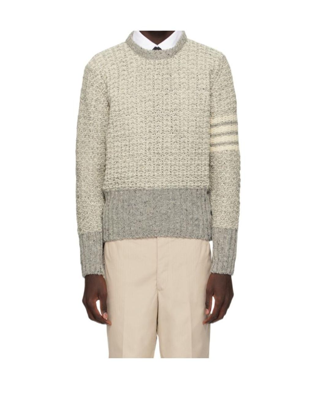 Thom Browne Natural Bar Stripe Knitted Jumper for men