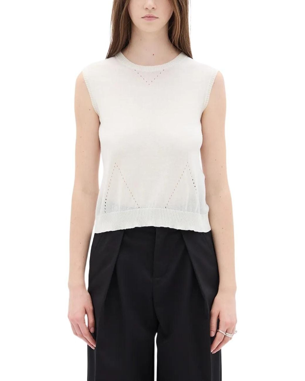 Ann Demeulemeester White Roka Sleeveless Top