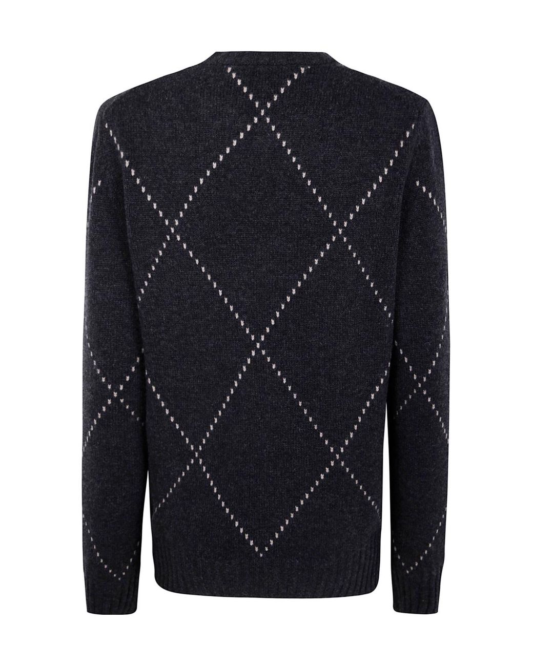 Gran Sasso Blue Diamond Intarsia Crew Neck Jumper for men