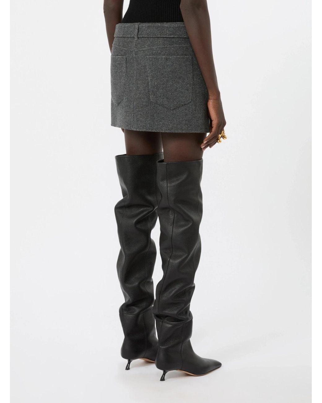 Sportmax Gray Short Pure Wool Skirt