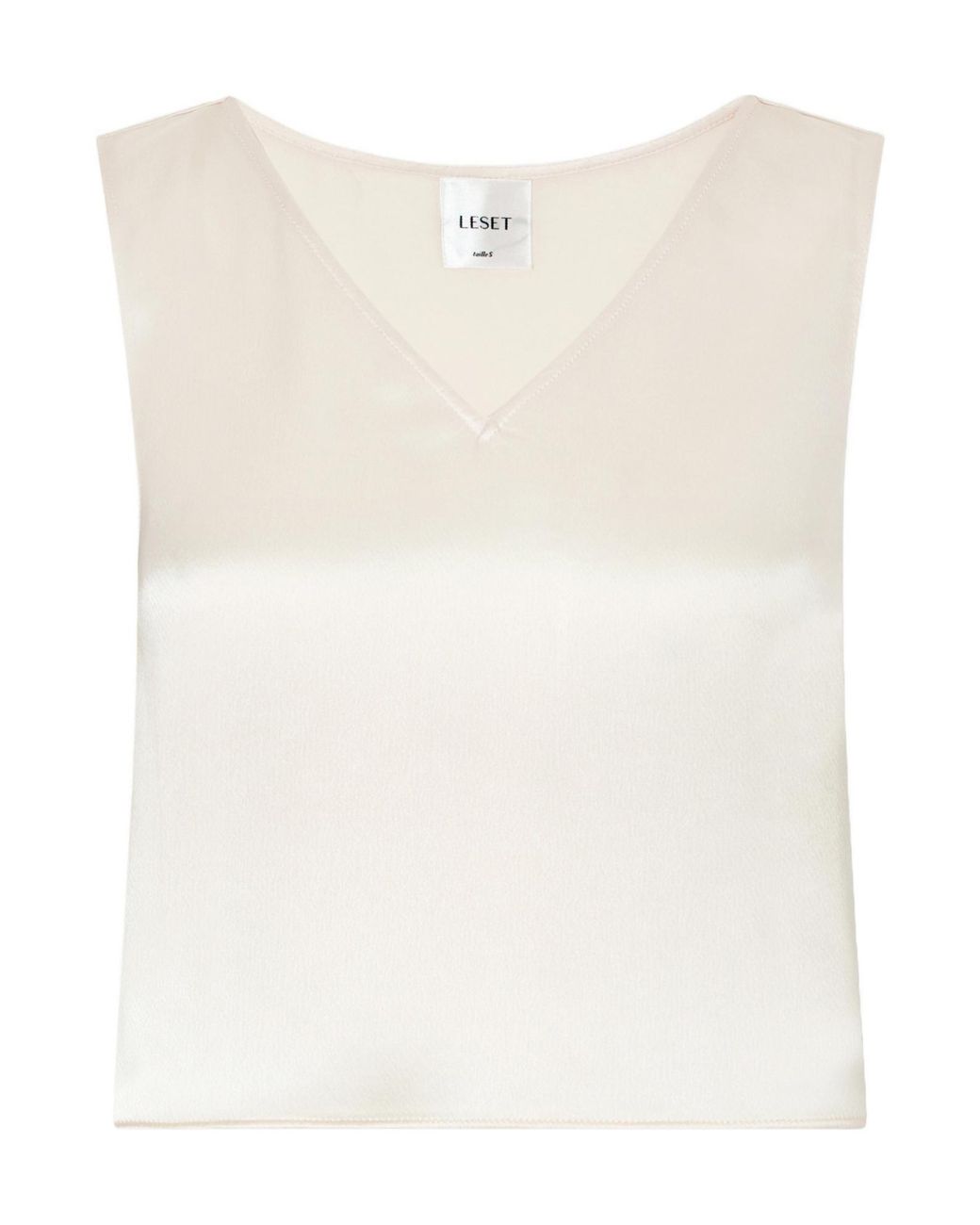 Leset White Satin Tank Top