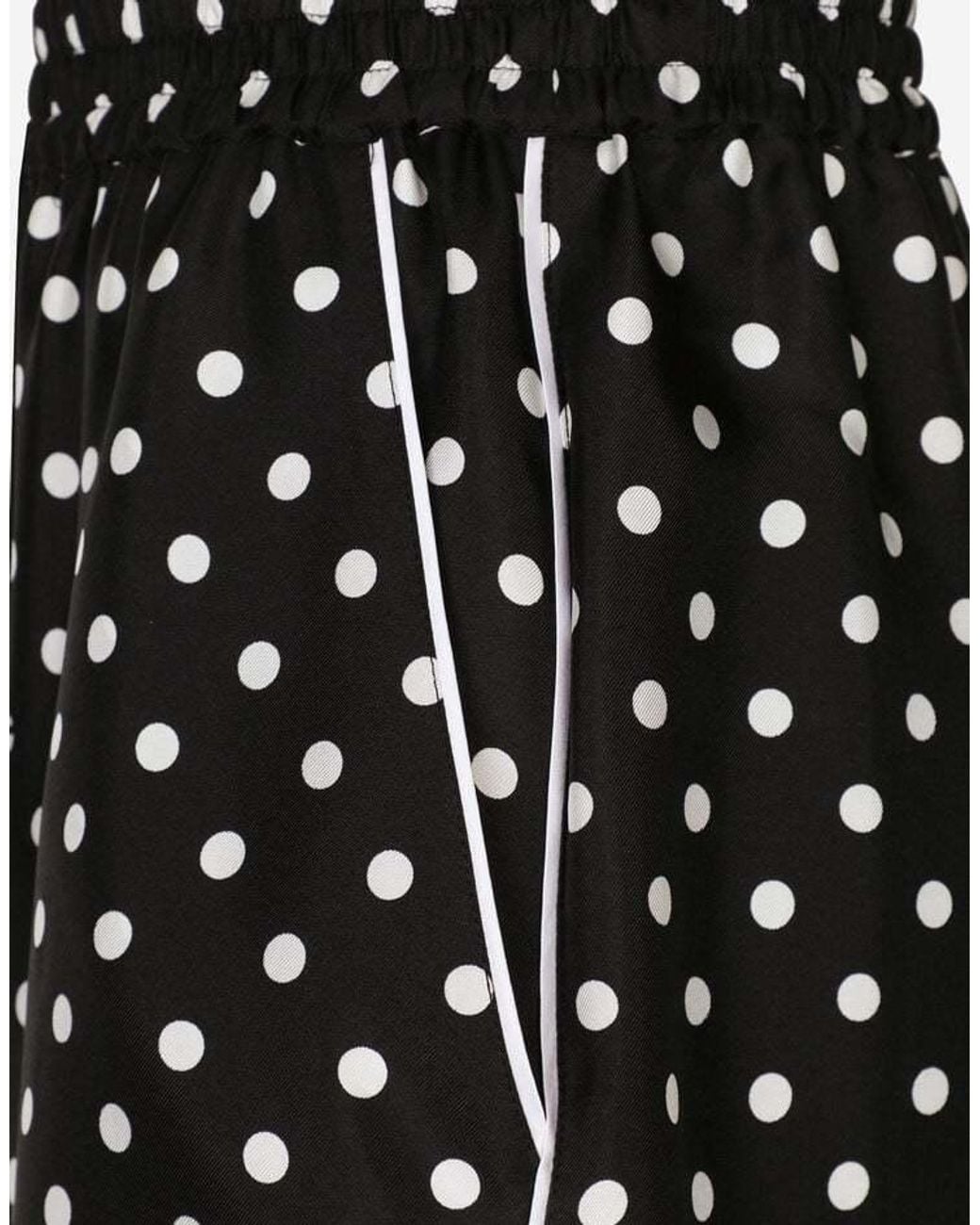 Dolce & Gabbana Black Polka-Dot Printed Pajama Shorts