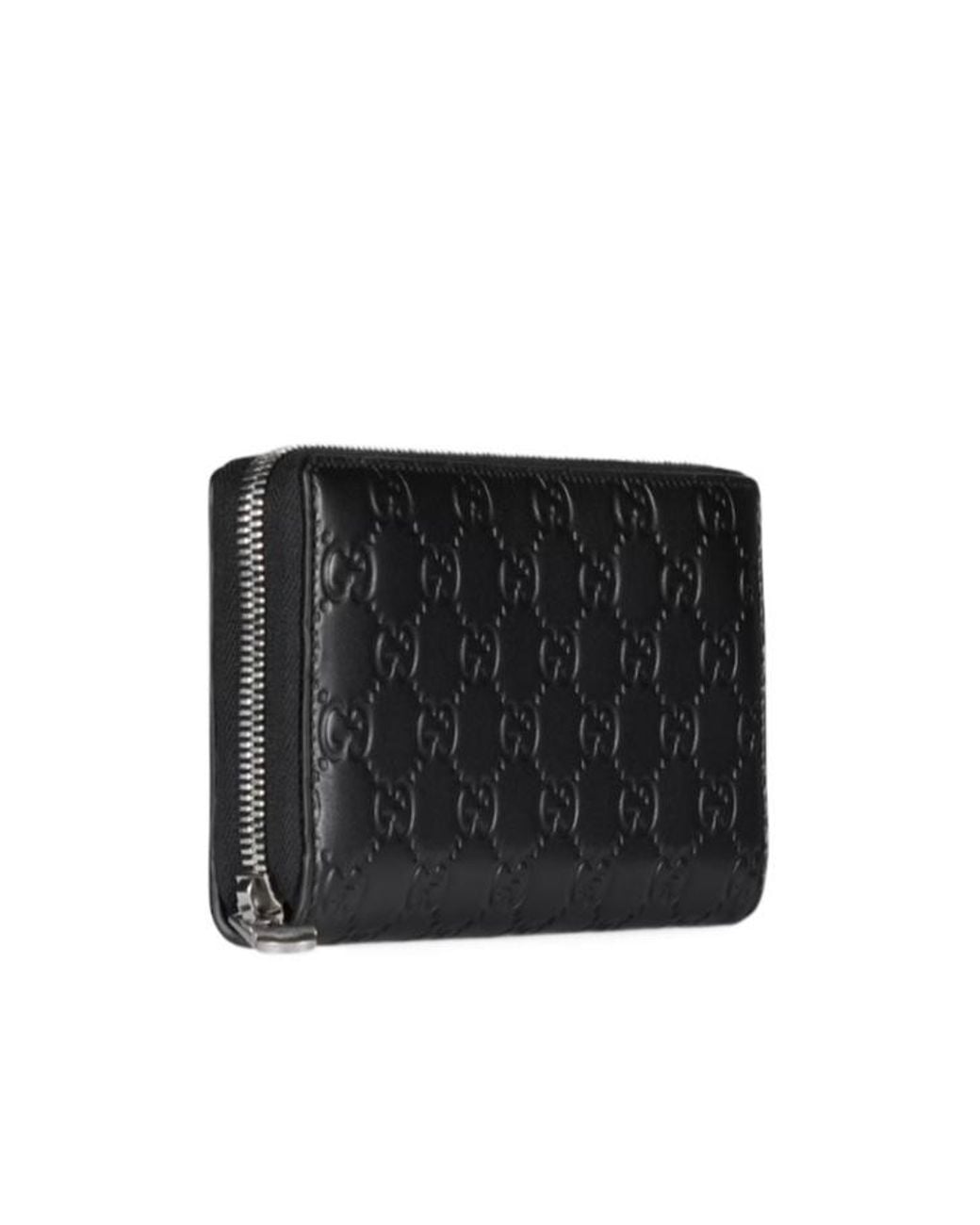 Gucci Black Gg Emblem Zip Around Wallet for men
