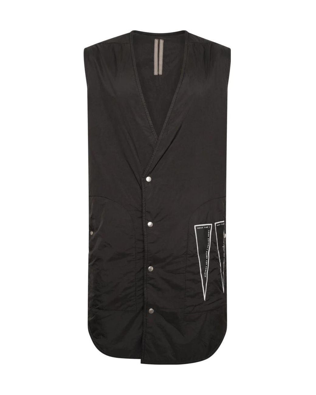 Rick Owens Black Logo-Print Sleeveless Coat for men
