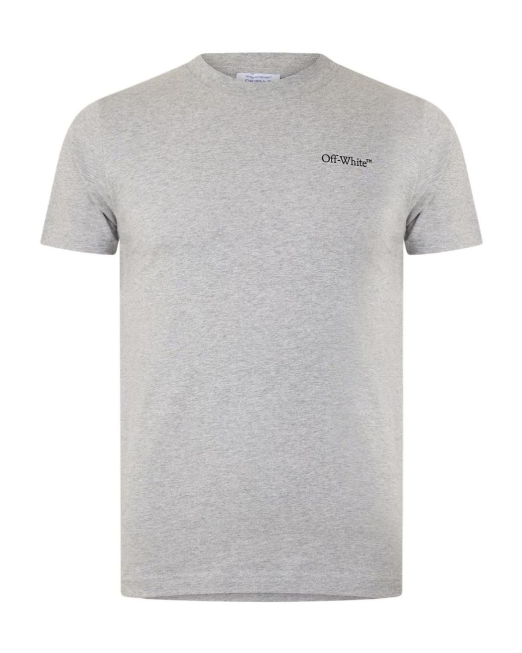 Off-White c/o Virgil Abloh Gray Logo Crew Neck T-Shirt for men