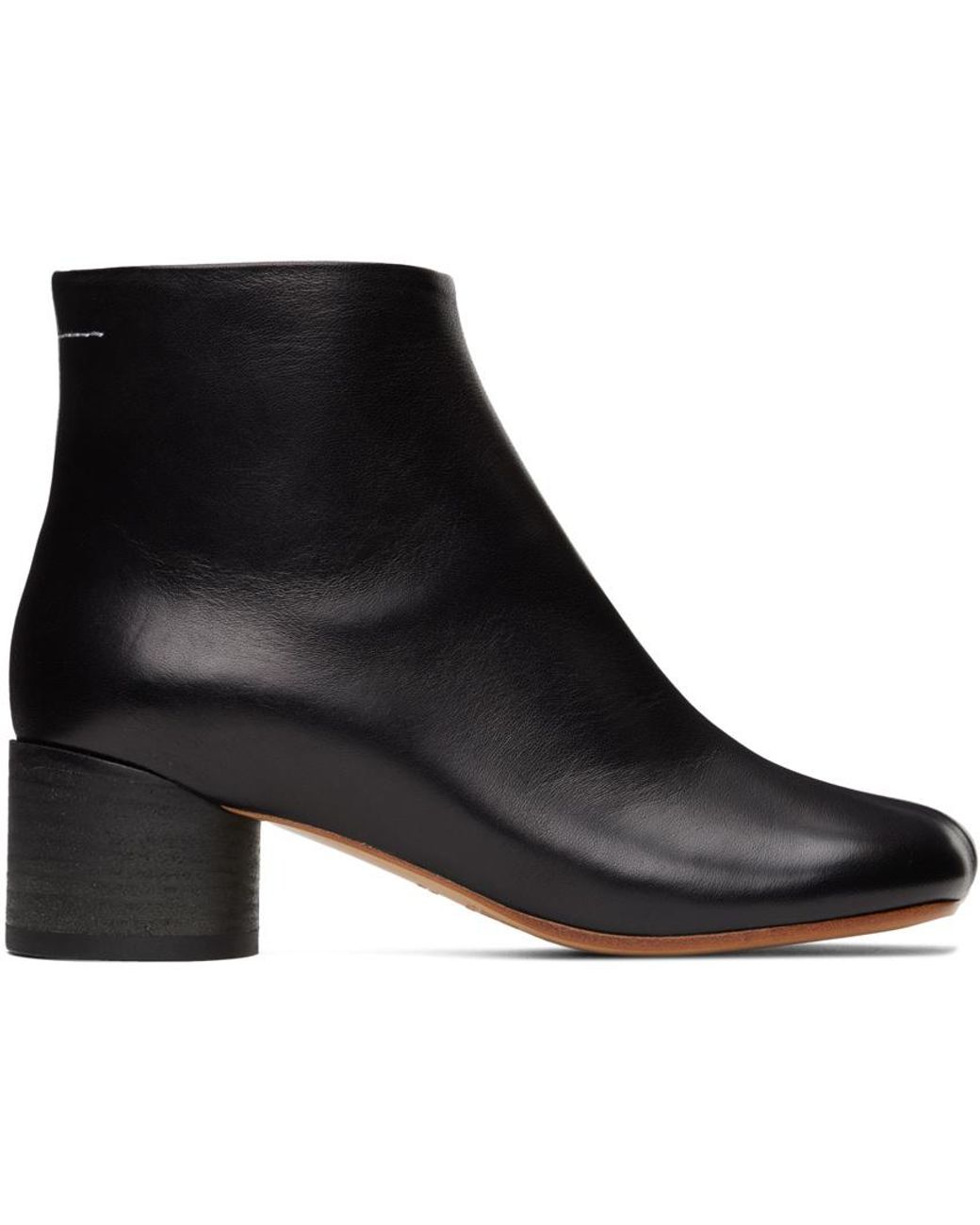 MM6 by Maison Margiela Black Square Toe Ankle Boots
