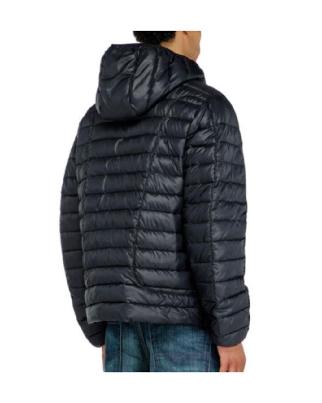 DIESEL Blue W Stone Wrd Quilted Hooded Jacket for men