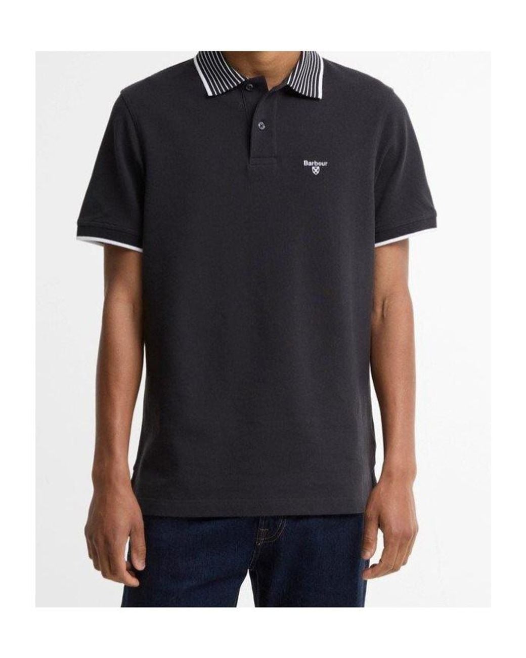 Barbour Black Short-Sleeved Polo Shirt for men