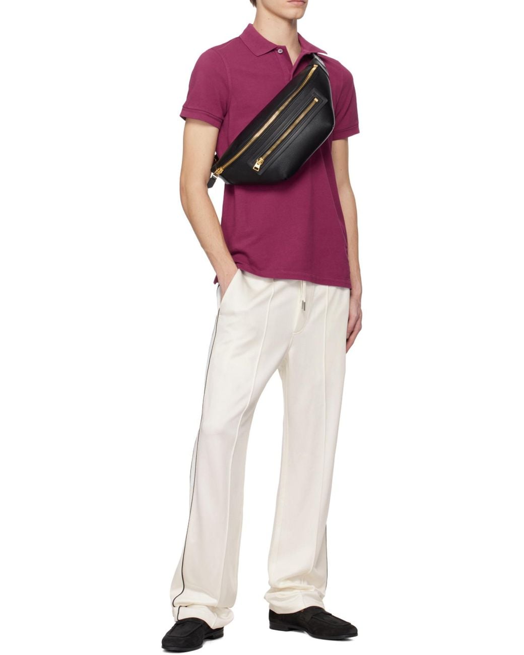 Tom Ford Red Buttoned Short-Sleeve Polo Shirt for men
