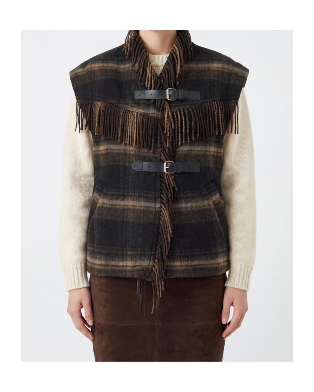Isabel Marant Black Isabel Marant Étoile Checked Fringed Cape