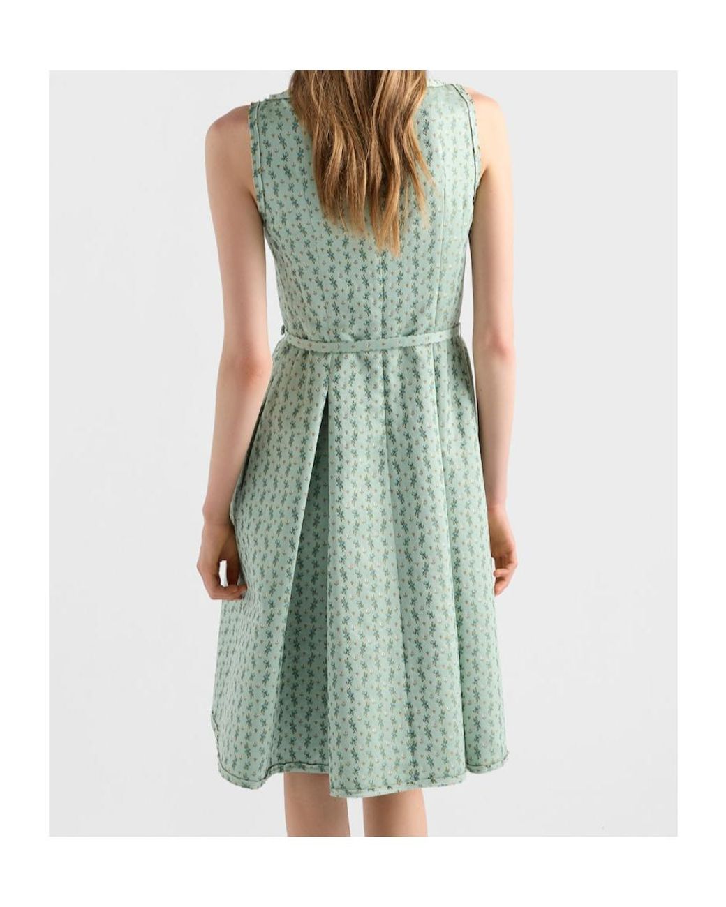 Prada Green Floral Print Duchess Dress
