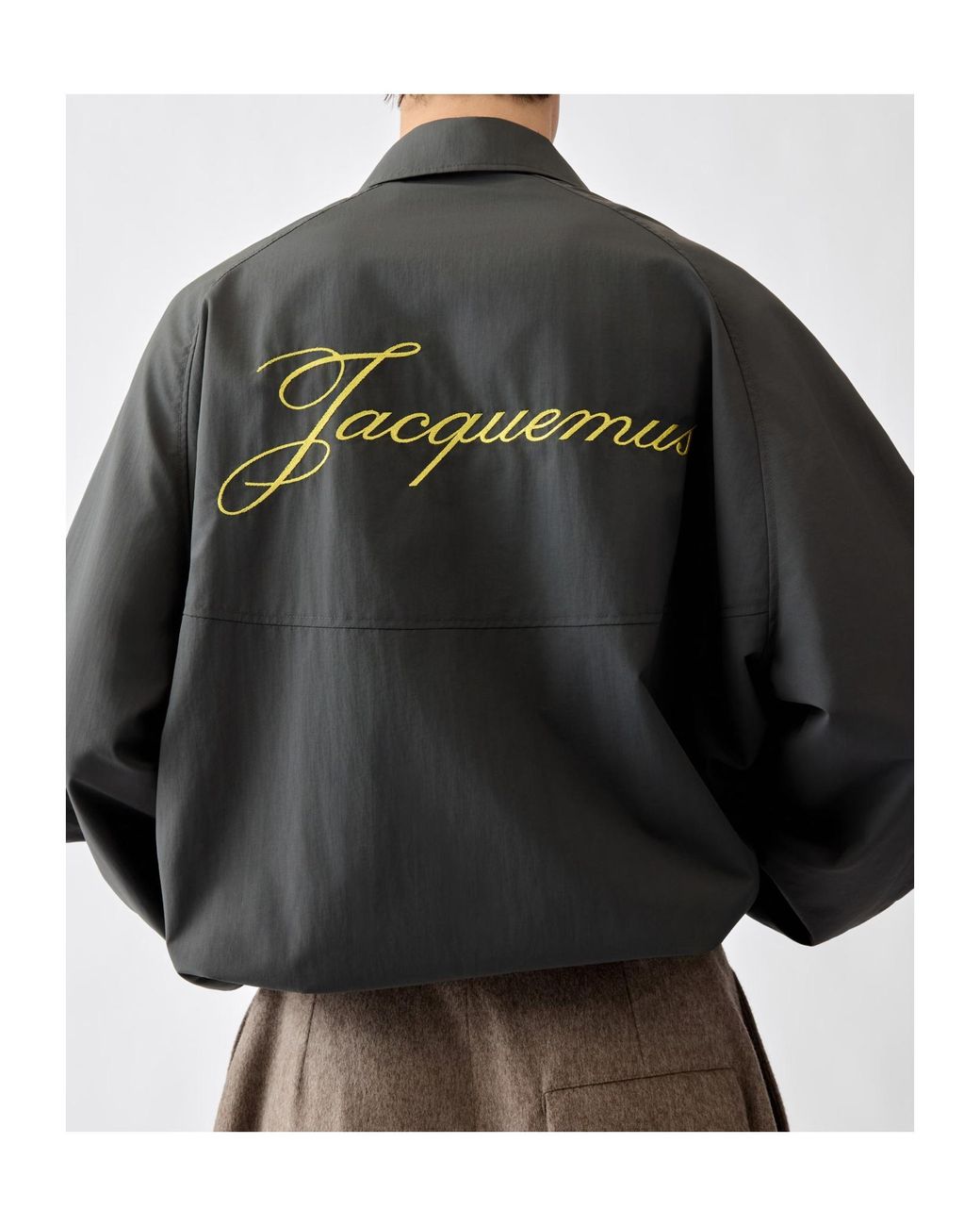 Jacquemus Gray Logo Detailed Zip-Up Jacket for men