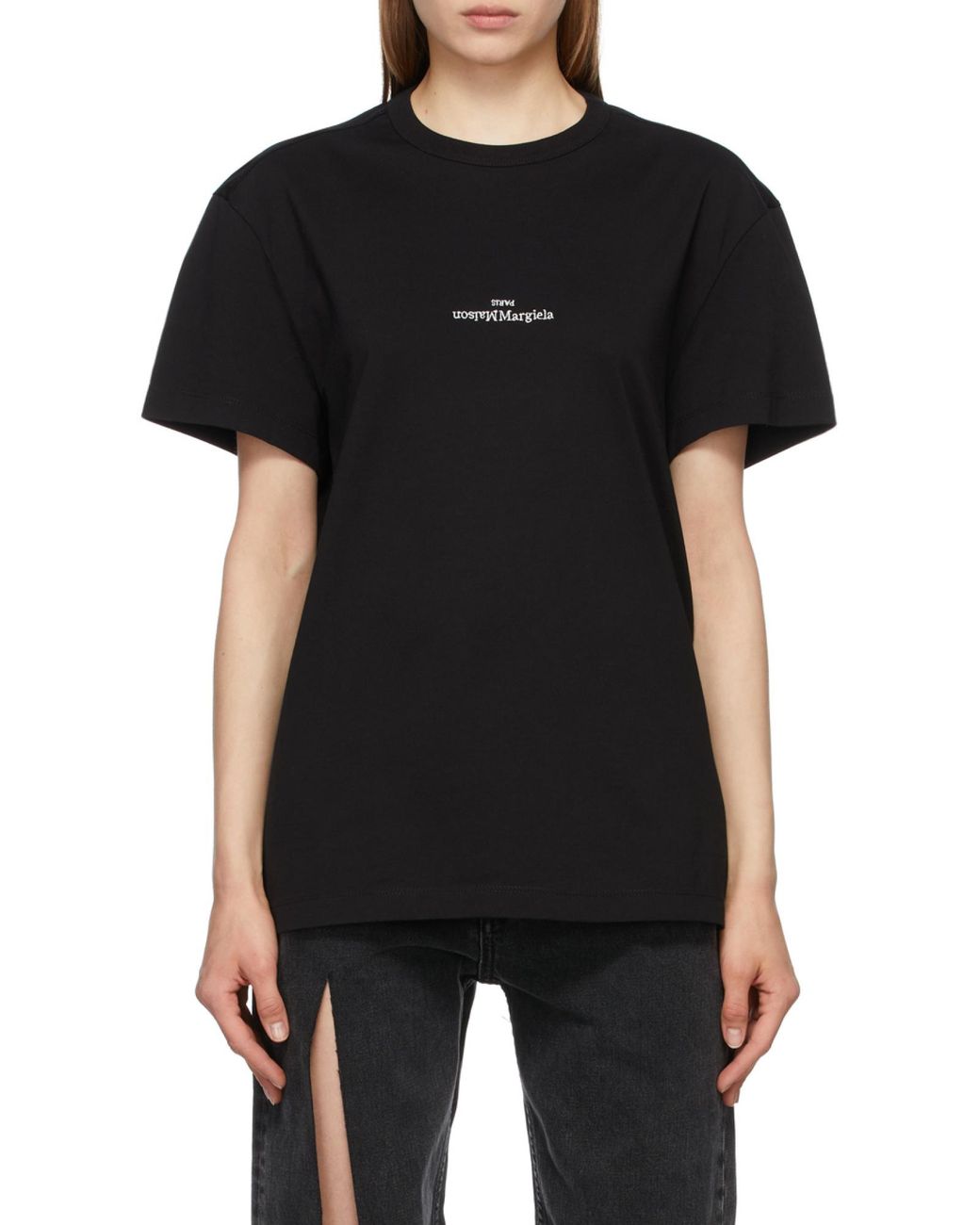 Maison Margiela Green Logo Embroidered Crewneck T-Shirt for men