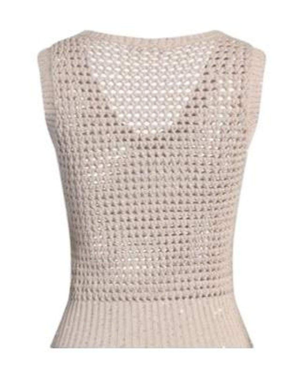 Brunello Cucinelli White Solid-Color Sleeveless V-Neck Knitted Top
