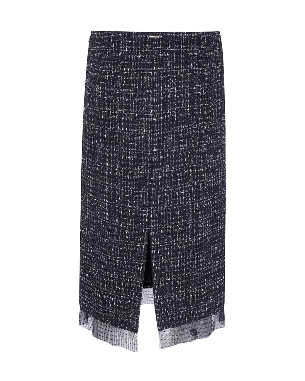 Twinset Blue Bouclé Plumetis Hem Skirt