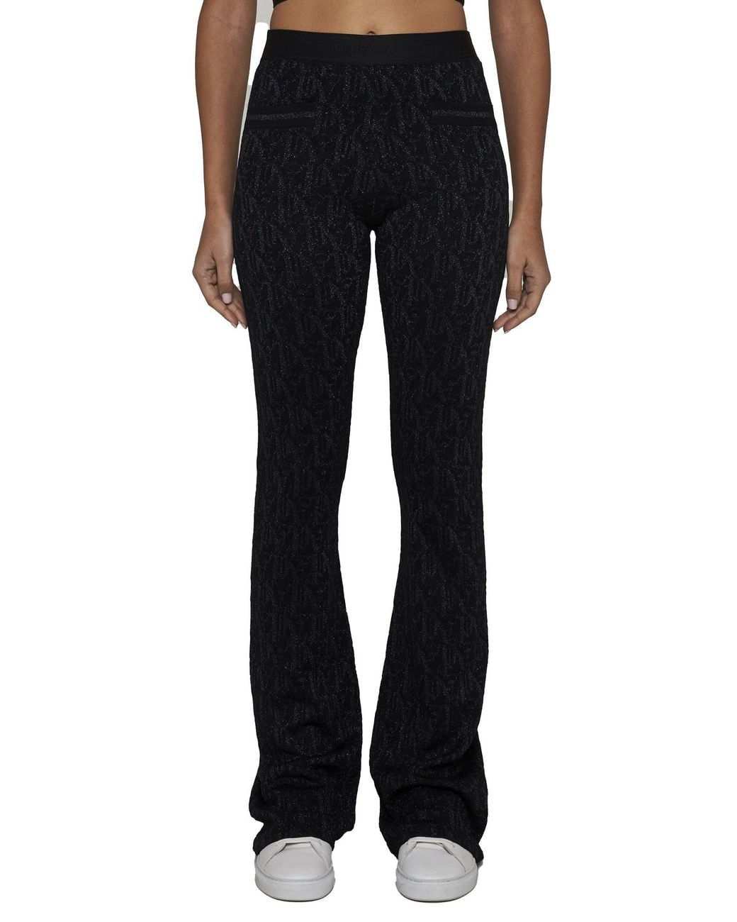 Palm Angels Black Monogram Jacquard Knitted Pants