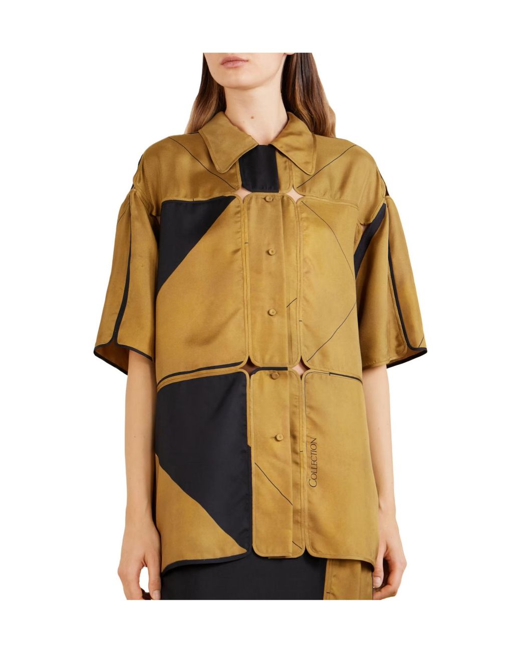 Calvin Klein Yellow Patchwork Silk-Twill Shirt