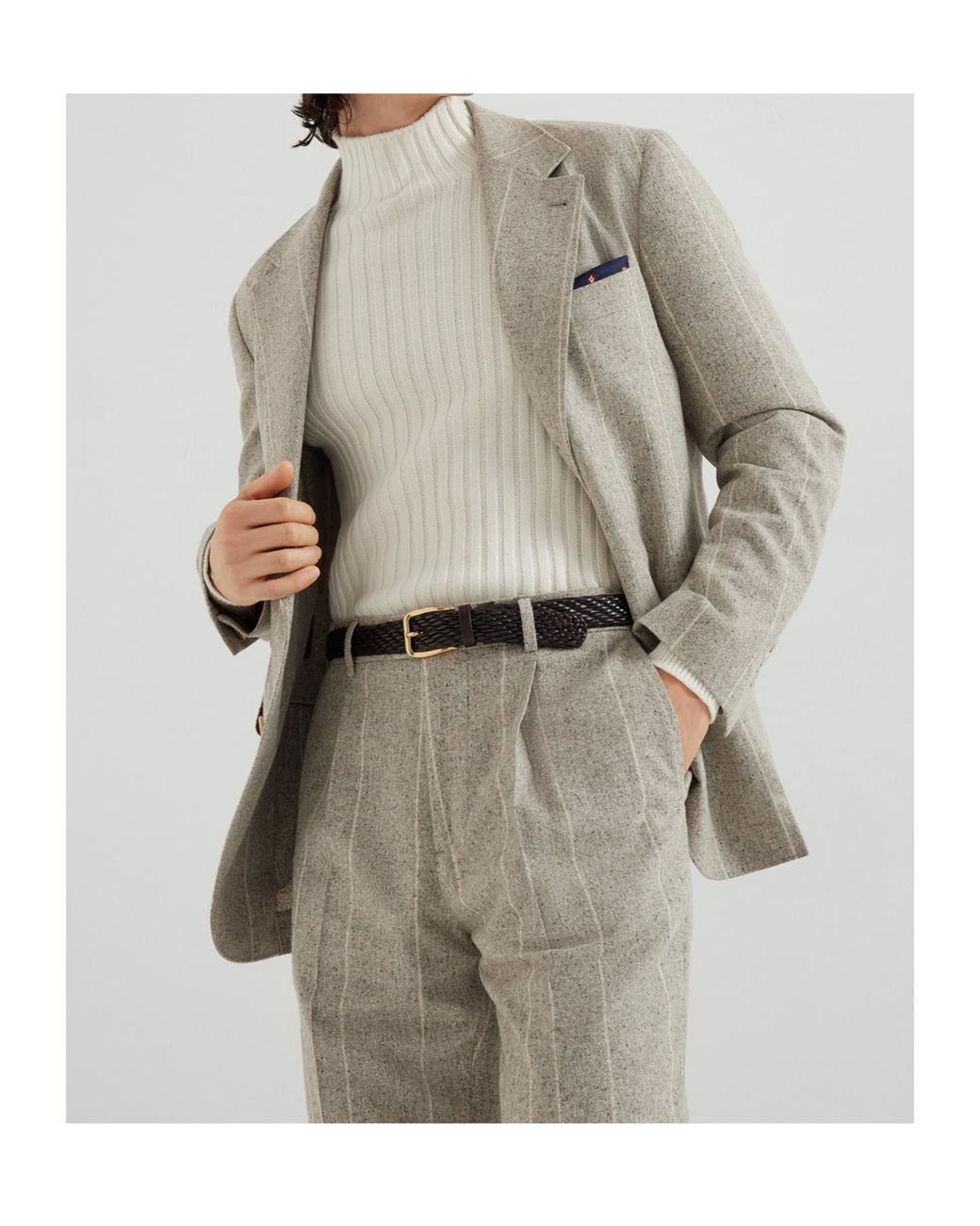 Brunello Cucinelli Gray Deconstructed Cavallo Blazer for men